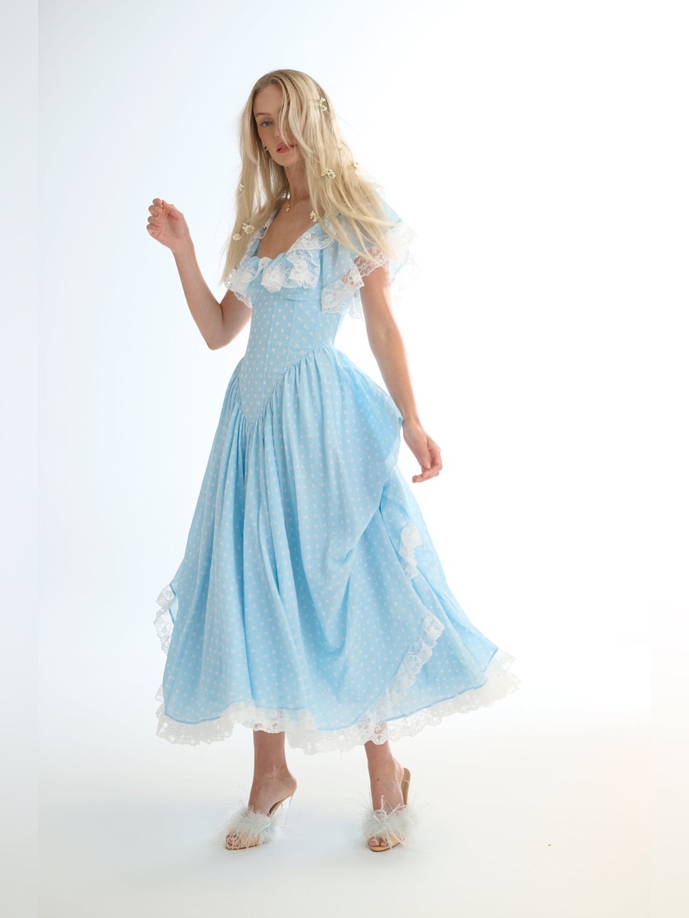 Selkie The Baby Blue Polka Dot Cupid Dress